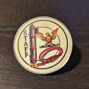 Vintage 1960s patrol Boy Scouts STAFF neckerchief slide from Chuck Wagon Foods